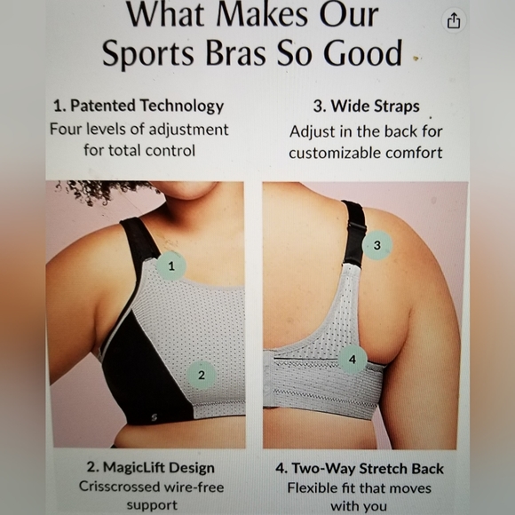 NWOT GLAMORISE DOUBLE LAYER CUSTOM CONTROL SPORTS BRA - Picture 9 of 13